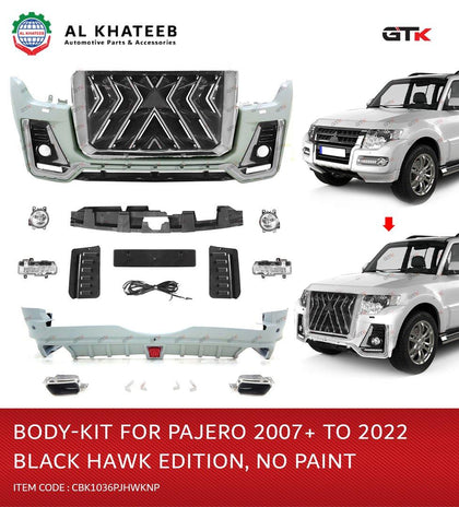 GTK Car Body Kit For Pajero V98 2015+ Upgrade To 2022 Black Hawk Edition Style, No Paint