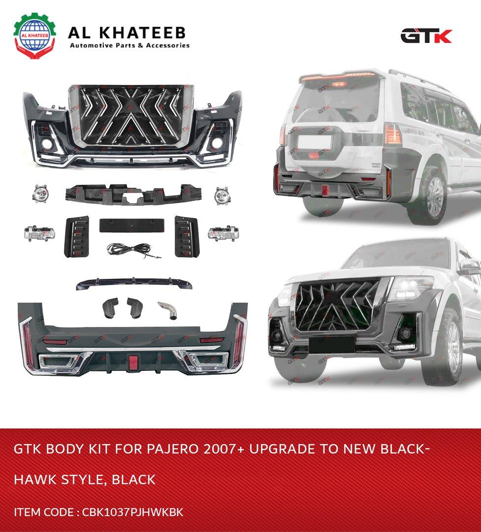 Car Body Kit Front and Rear Pajero V97 V98 2007-2022 Upgrade to New Black Hawk Style, Black