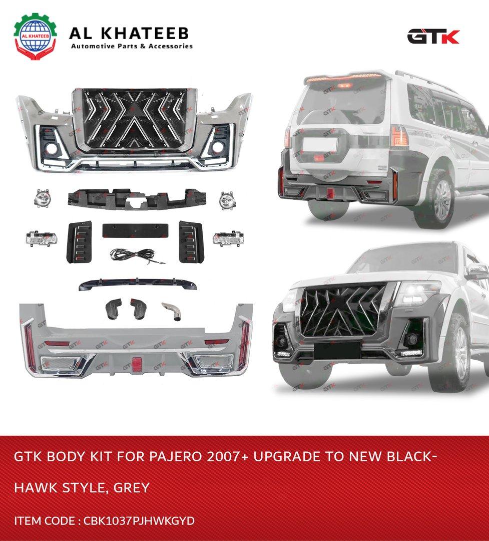 Car Body Kit Front and Rear Pajero V97 V98 2007-2022 Upgrade to New Black Hawk Style, Gray (C06)