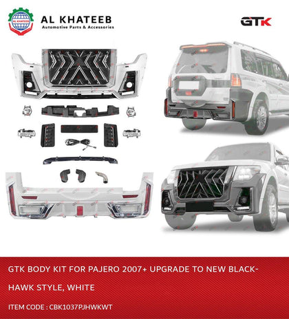 Car Body Kit Front and Rear Pajero V97 V98 2007-2022 Upgrade to New Black Hawk Style, White