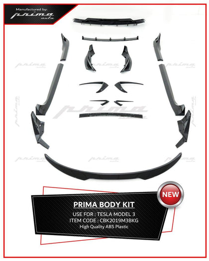 Prima Auto Car Body Kit Model 3 Upgrade To Fast Style Glossy Black