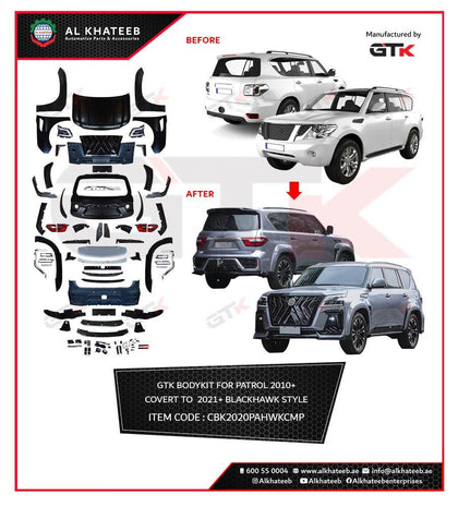 Car Body Kit For Patrol 2010+ Convert To 2021+ Black Hawk Style