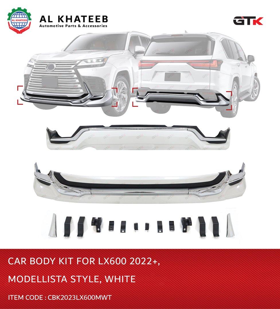 GTK Car Body Kit Front & Rear Bumper With Mount And Brackets Modellista White Style LX600 2022+