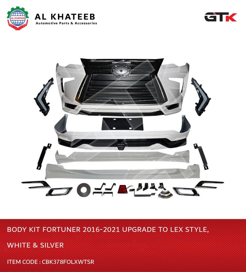Car Body Kit Fortuner 2016-2021 Upgrade, White & Silver