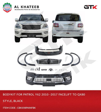 Car Body Kit Patrol Y62 2010-2017 Facelift to Infiniti QX80 Style, Black
