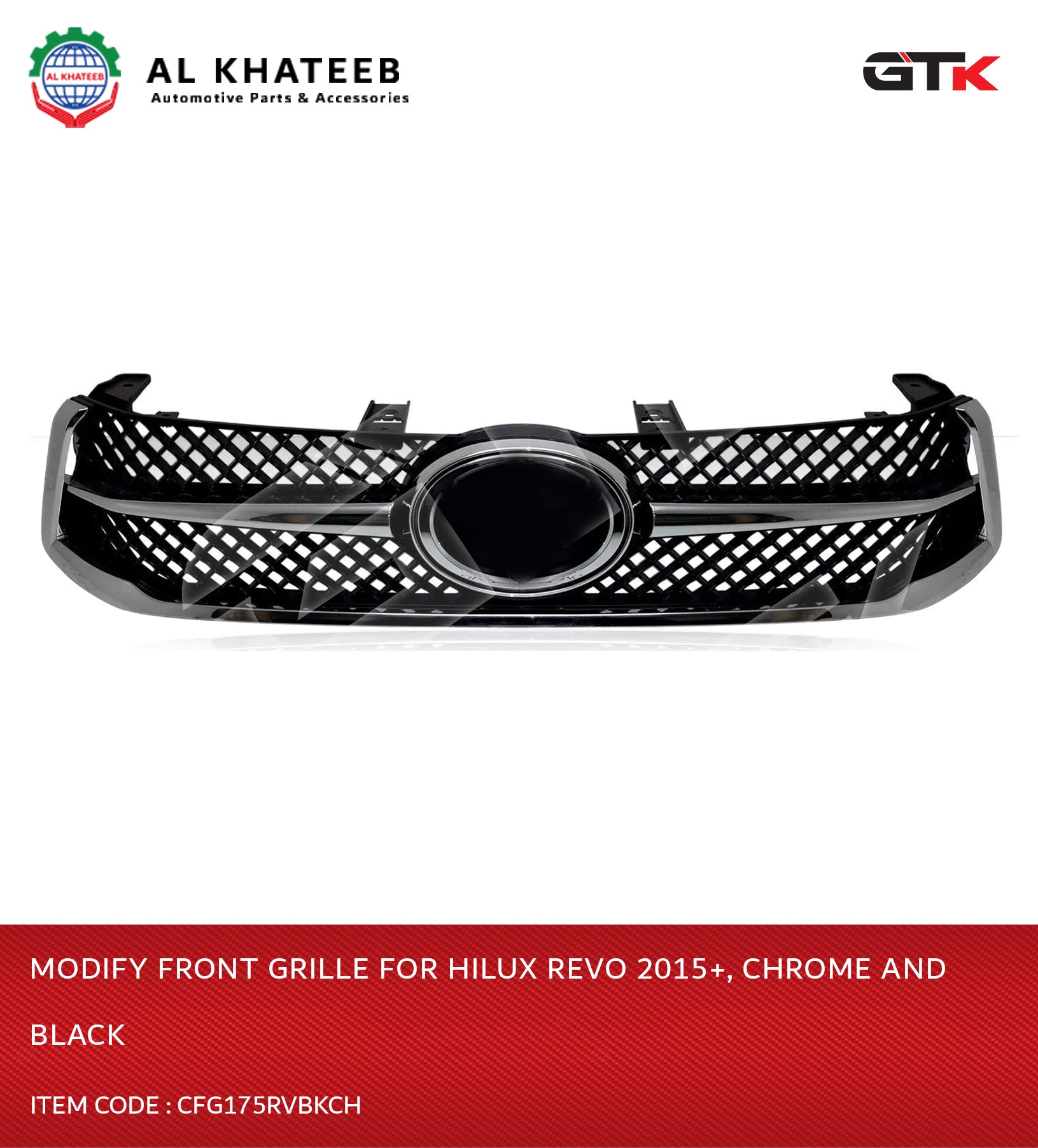 Modify Front Grille For Hilux Revo 2015+, Chrome And Black