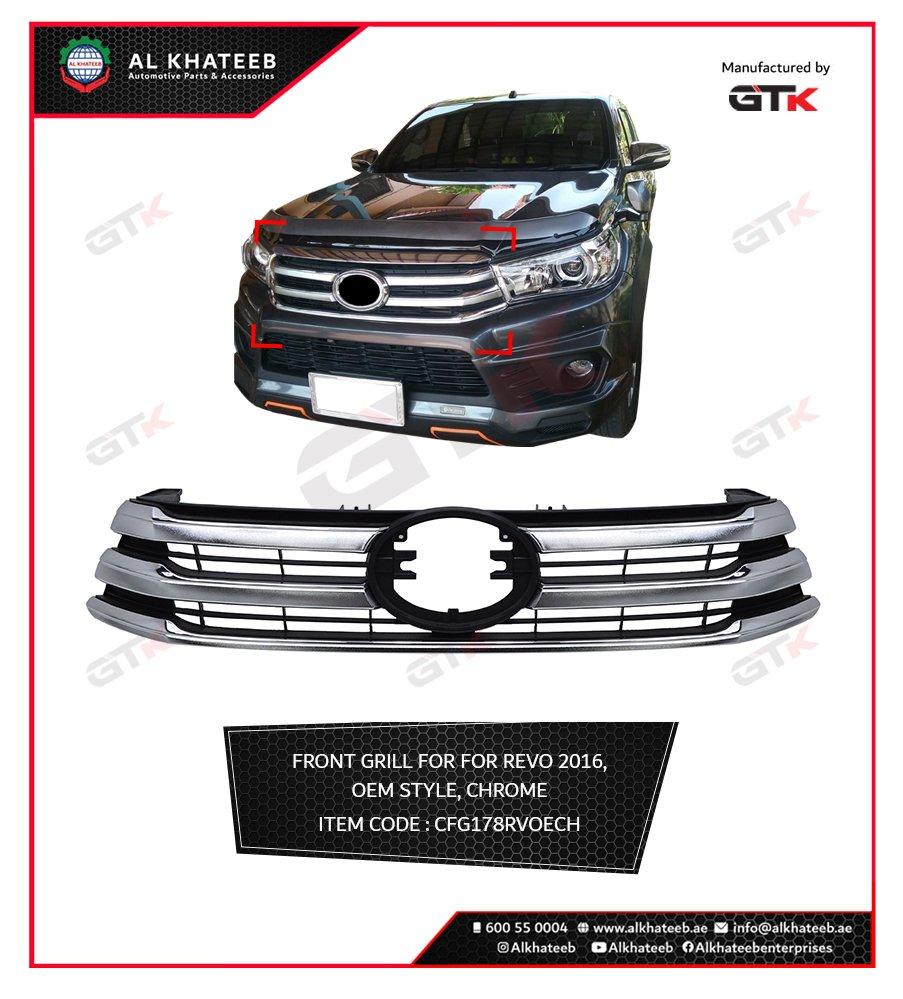 OEM Style Front Grillefor Hilux Revo 2026, ABS Chrome