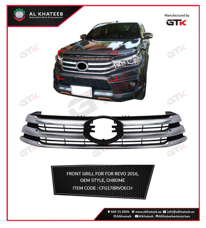 OEM Style Front Grillefor Hilux Revo 2026, ABS Chrome