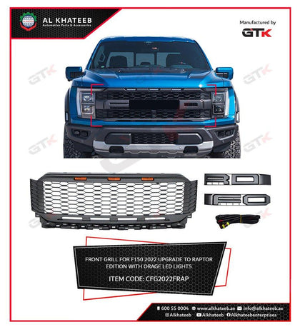 GTK Raptor Edition Front Grille With LED Lights For F150 2022
