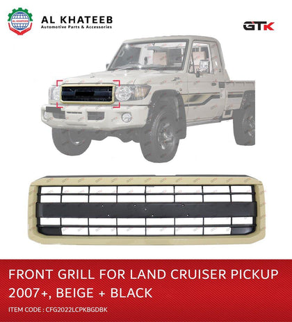 GTK Front Grille For Land Cruiser Pick Up FJ70 2007 Onwards, Beige Frame + Black