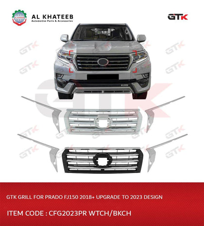 Front Grille For Prado Fj150 2010-2022 Upgrade To 2023 Design, Wihte And Chrome