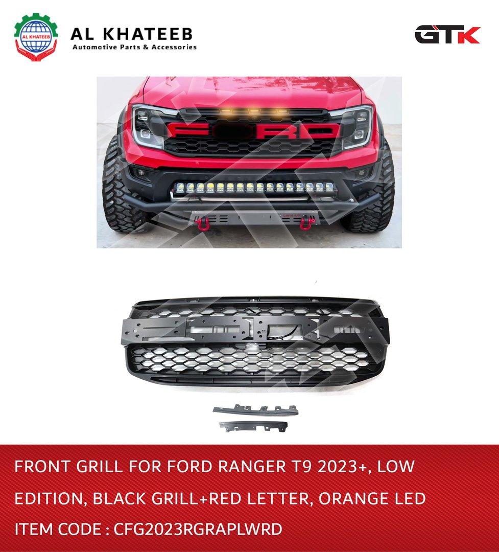 Front Grill for Ranger T9 2023+ Low Edition Black Grill+Red Letter Orange LED