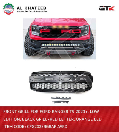 Front Grill for Ranger T9 2023+ Low Edition Black Grill+Red Letter Orange LED