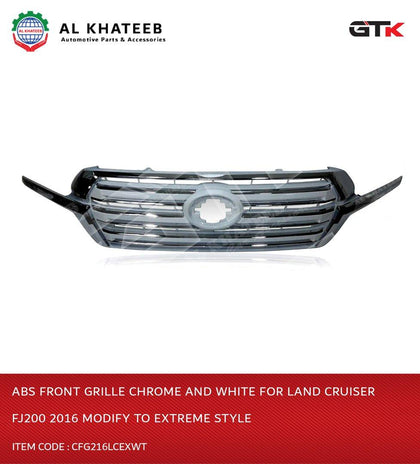 Abs Front Grille Chrome And White For Land Cruiser Fj200 2016 Modify To Extreme Style