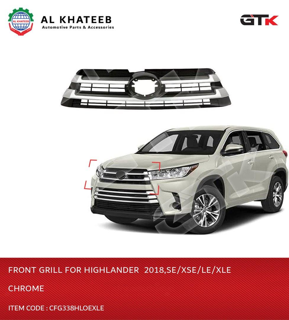 Car Front Grille ABS Chrome Highlander 2018, SE XSE LE XLE