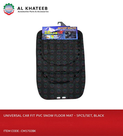 Universal Car Fit PVC Snow Floor Mat - 5Pcs/Set, Black