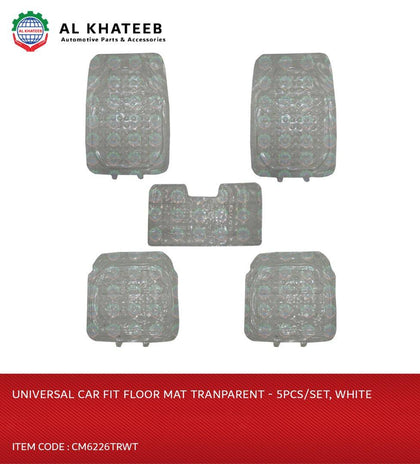 Universal Car Fit Floor Mat Tranparent - 5Pcs/Set, White