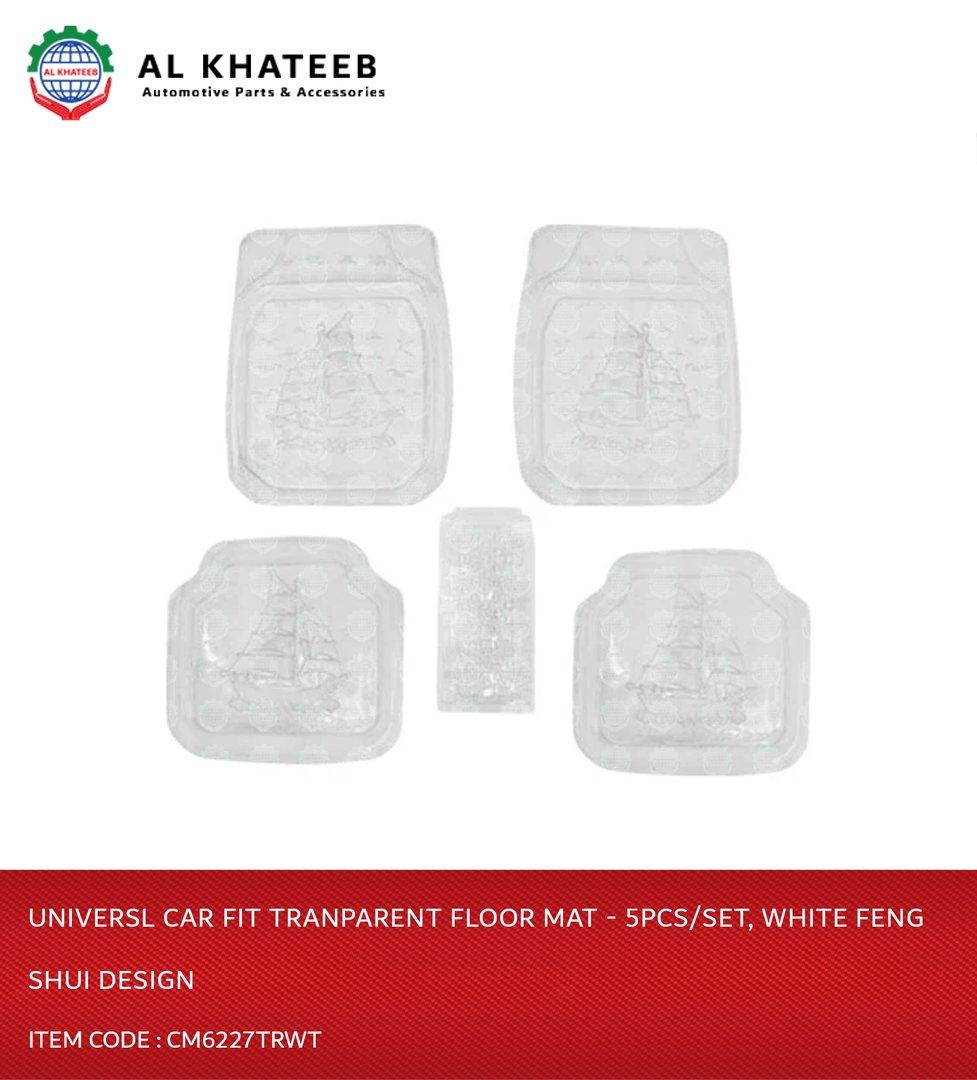 Universl Car Fit Tranparent Floor Mat - 5Pcs/Set, White Feng Shui Design