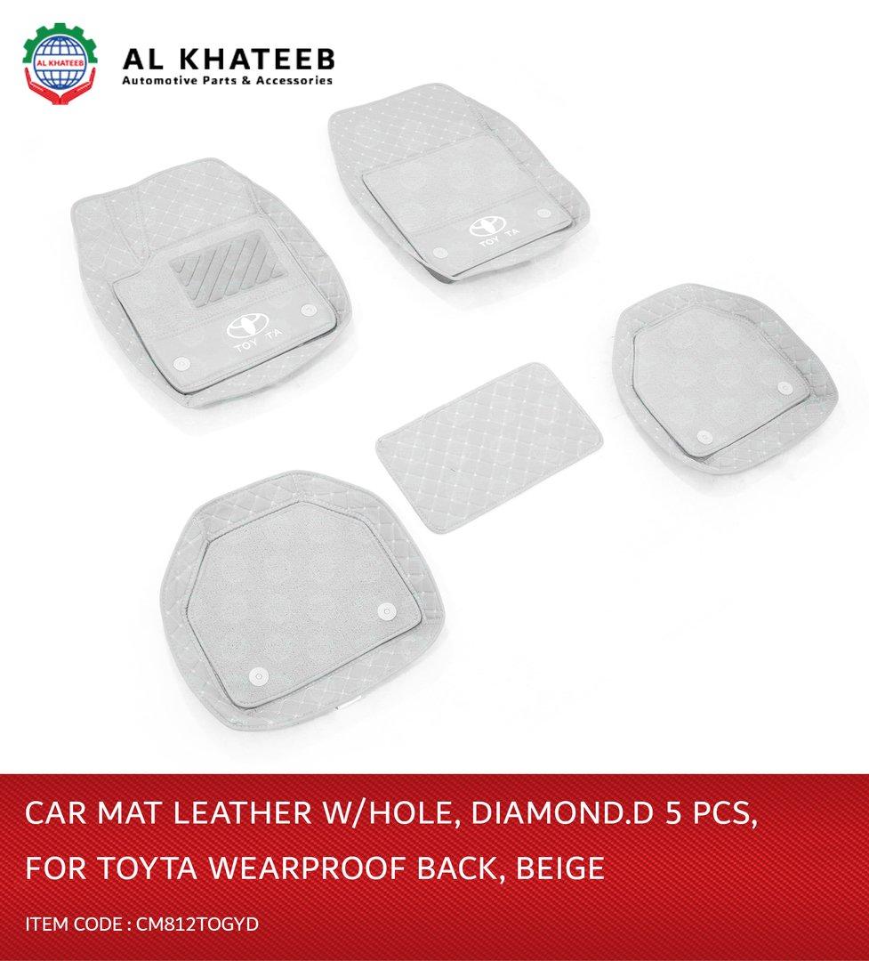 Universal Car Fit in Wearproof Leather Car Mat, Diamond, 5Pcs, Gray