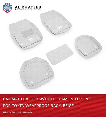 Universal Car Fit in Wearproof Leather Car Mat, Diamond, 5Pcs, Gray