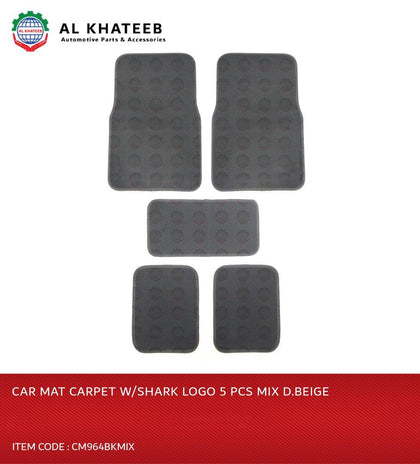 Universal Car Floor Mat Leather With Shark Logo, 5PCS, Mix Black
