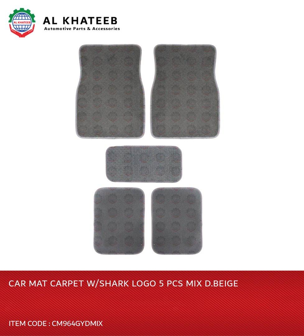 Universal Car Floor Mat Leather With Shark Logo, 5PCS, Mix Dark Gray