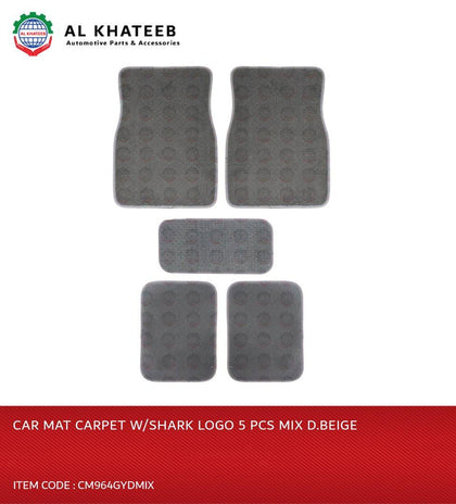Universal Car Floor Mat Leather With Shark Logo, 5PCS, Mix Dark Gray