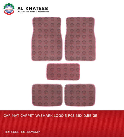 Universal Car Floor Mat Leather With Shark Logo, 5PCS, Mix Maroon