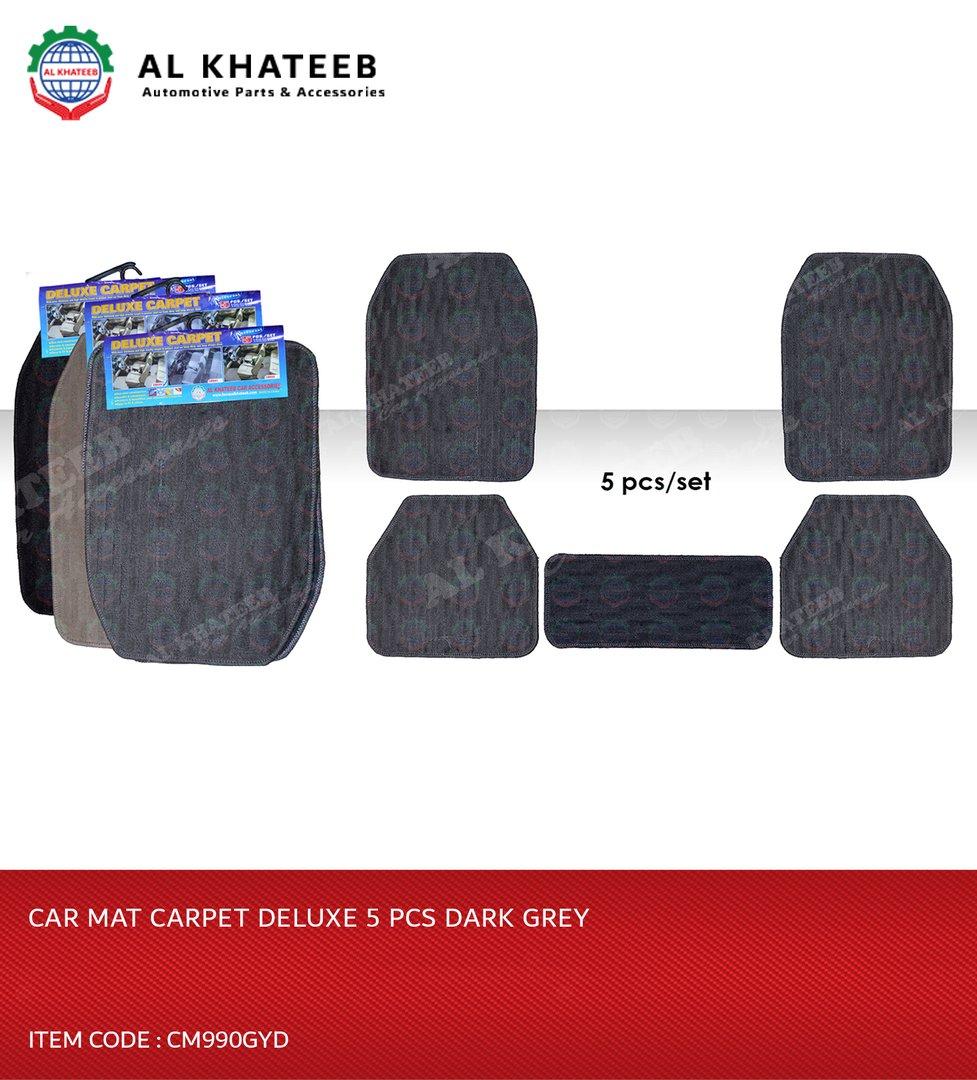 Universal Car Fit Deluxe Carpet - 5Pcs/Set, Dark Gray