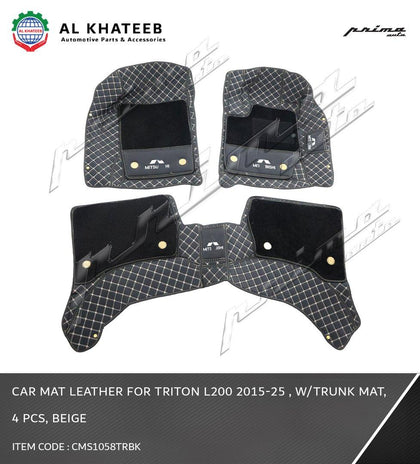 Car Mat Leather for Triton L200 2015-2025 with Trunk Mat 4PCS Black