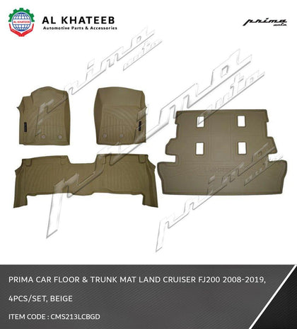 Car Floor & Trunk Mat Land Cruiser FJ200 2008-2019, 4Pcs/Set, Beige