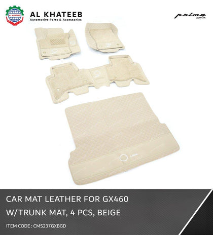 Car Floor & Trunk Mat Leather Gx460 2009-2015, 4Pcs/Set Beige