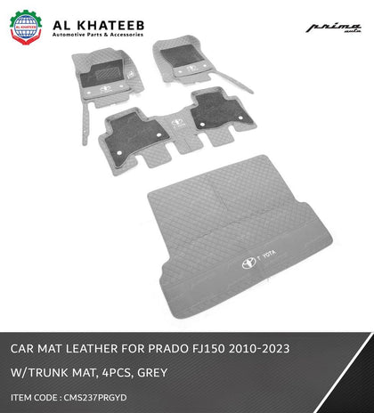Car Floor & Trunk Mat Leather Prado FJ150 2010-2023, 4Pcs/Set Dark Gray