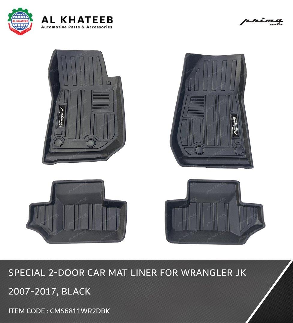 2-Door Car Floor Mat Liner for Wrangler 2007-2017, Black