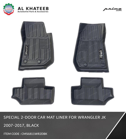 2-Door Car Floor Mat Liner for Wrangler 2007-2017, Black