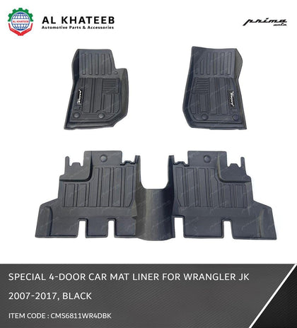 Special 4-Door Car Mat Liner For Wrangler Jk 2007-2017, Black