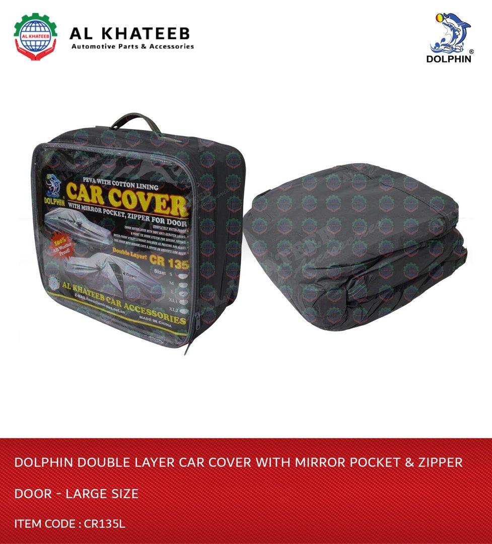 Double Layer Car Cover With Mirror Pocket & Zipper Door - Large Size