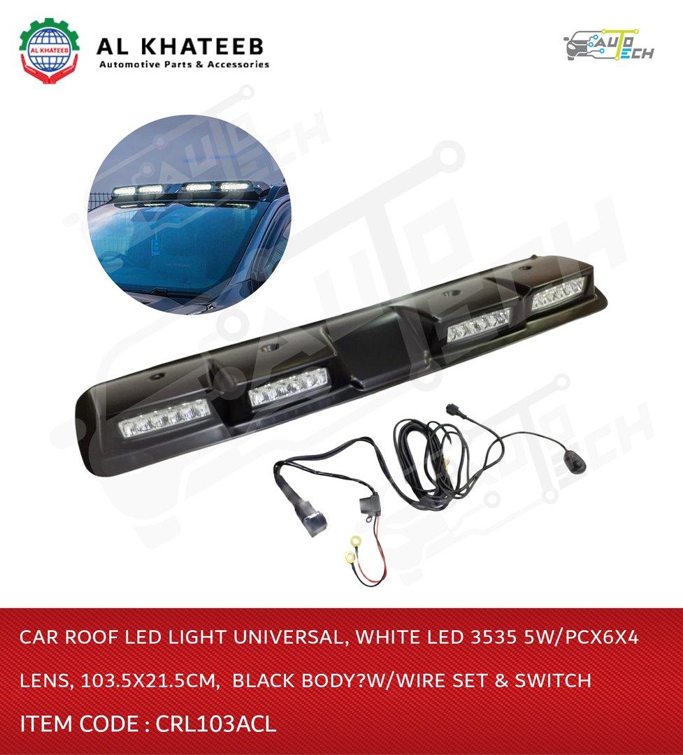 Car Roof Led Light, Universal, White Led 3535 5W/PC*6*4 , Lens, Size: 103.5Cm *21.5Cm,  Black Body, W/Wire Set & Switch