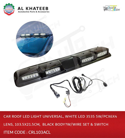 Car Roof Led Light, Universal, White Led 3535 5W/PC*6*4 , Lens, Size: 103.5Cm *21.5Cm,  Black Body, W/Wire Set & Switch