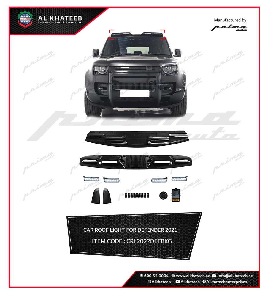 Prima Car Roof Top Light Bar With LED Drl, 4Pcs LED Light, Glossy Black Defender 2021+