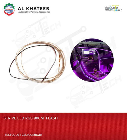 Universal Car Interior Atmosphere Lights 12V LED Strip Light Flexible Tape Rope Bar Ray Tape Lamp, Rgb Flash 90Cm
