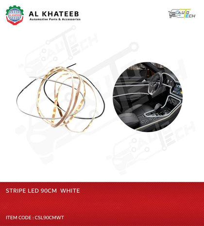 Universal Car Interior Atmosphere Lights 12V LED Strip Light Flexible Tape Rope Bar Ray Tape Lamp, White 90Cm