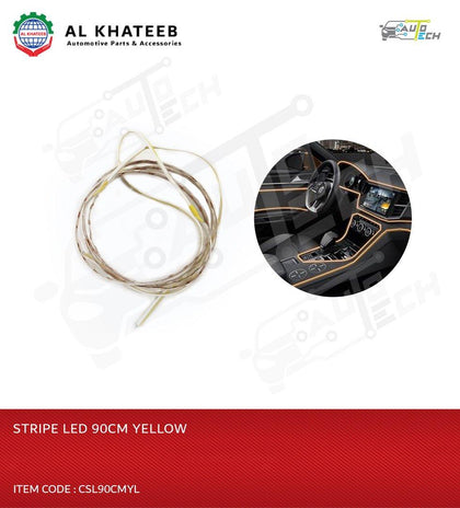 Universal Car Interior Atmosphere Lights 12V LED Strip Light Flexible Tape Rope Bar Ray Tape Lamp, Yellow 90Cm
