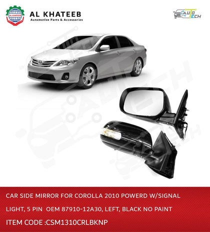 Car Side Mirror for Corolla 2010 Powered with Signal Light 5PIN OEM 87910-12A30 Left Black no Paint