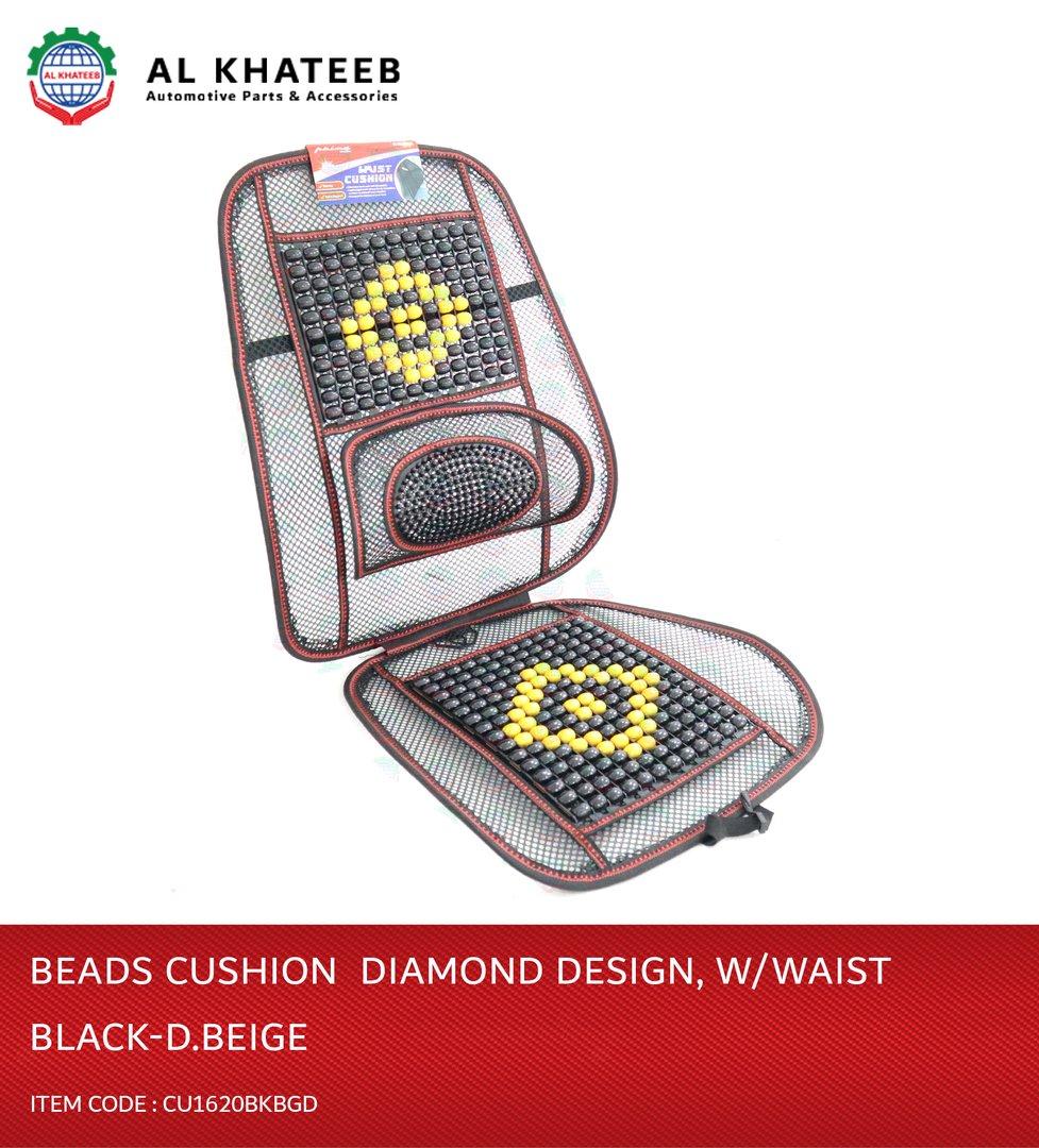 Beads Cushion Diamond Design with Waist Black-Dark Beige