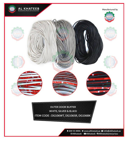 Automotive Car Body Kit Bodykit Rubber Lining Seal & General Use Sealant White With Double Sided Tape 500M/Roll, White