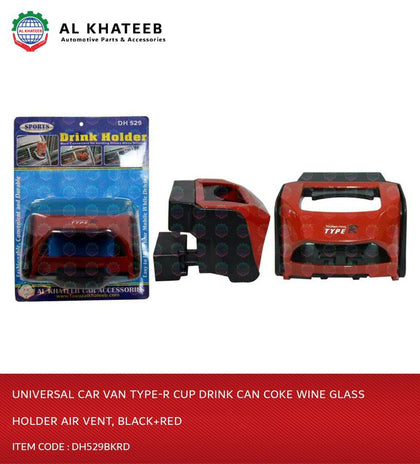 Universal Car Van Type-R Cup Drink Can Coke Wine Glass Holder Air Vent, Black+Red