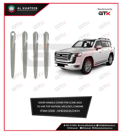 GTK Car Exterior Side Door Handle Cover Trim Land Cruiser Lc300 2022 Upgrade To Vxr Top Edition, 4Pcs/Set Chrome