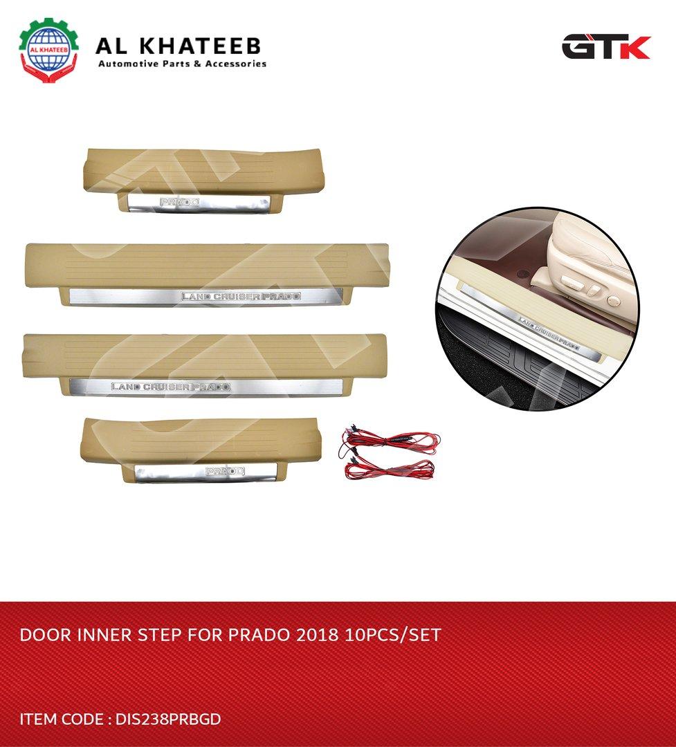 Car Door Inner Sill Scuff Plate Trim With Logo Name Prado FJ150 2018-2021, Beige 10PCS/Set