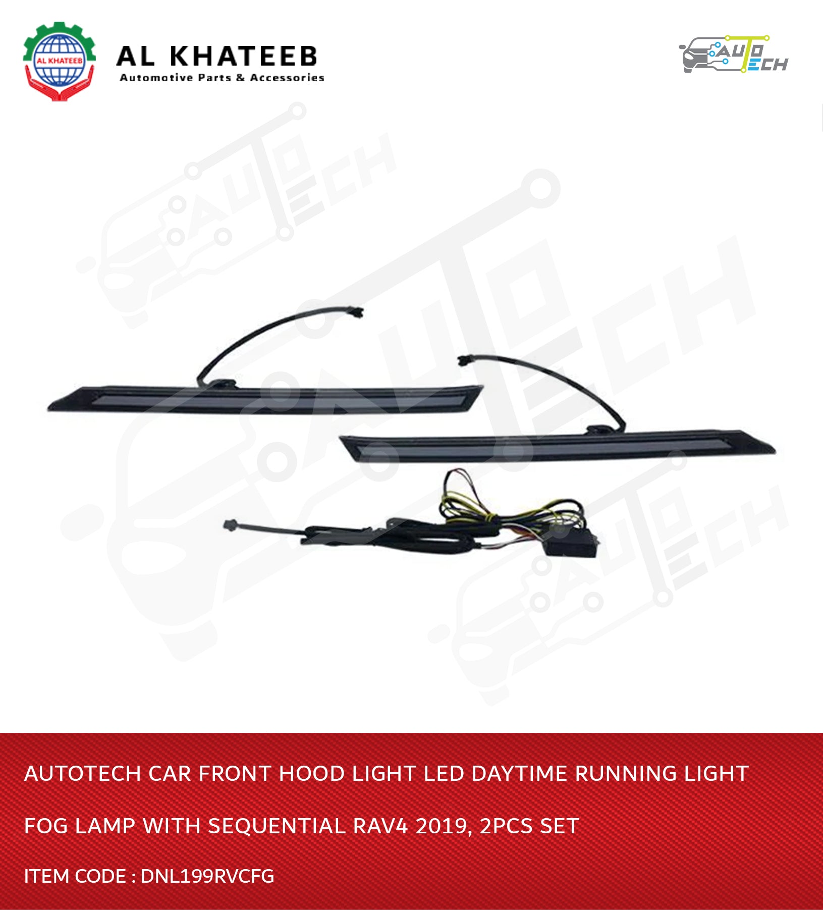 Car Front Hood Light LED Daytime Running Light Fog Lamp With Sequential Rav4 2019, 2Pcs Set
